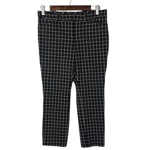 Worthington Black & White Windowpane Plaid Cropped Flat Front Pants 6S